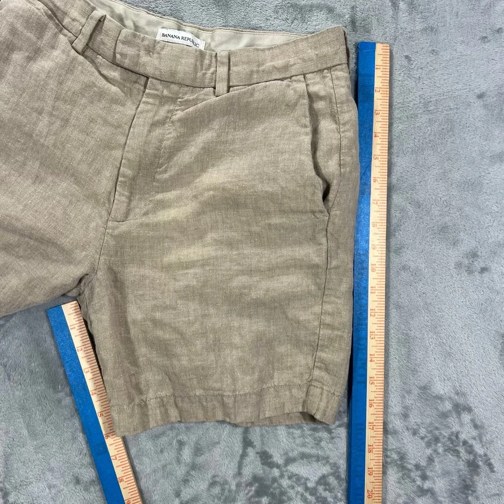 BANANA REPUBLIC Linen Shorts Mens 31 Beige 6in Inseam Flat Front 649162